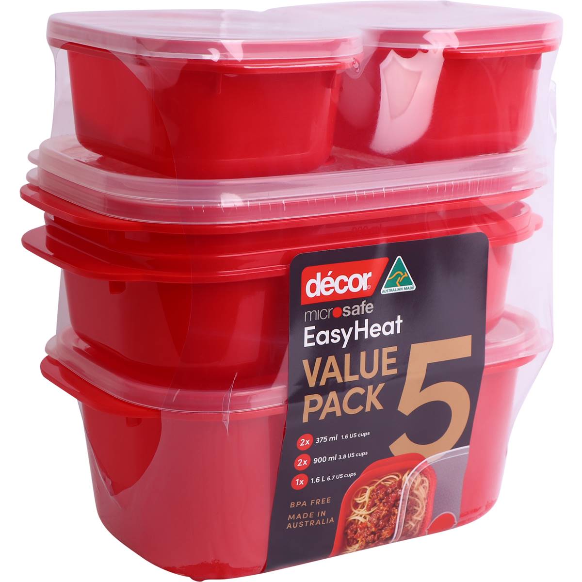 Decor Microsafe Easyheat Containers Value Pack 5 Pack Woolworths