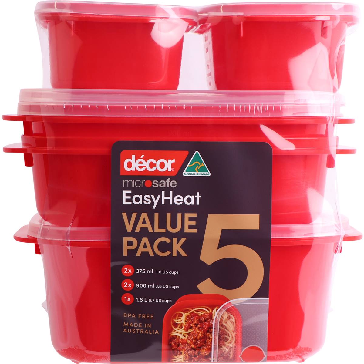 Decor Microsafe Easyheat Containers Value Pack 5 Pack Woolworths