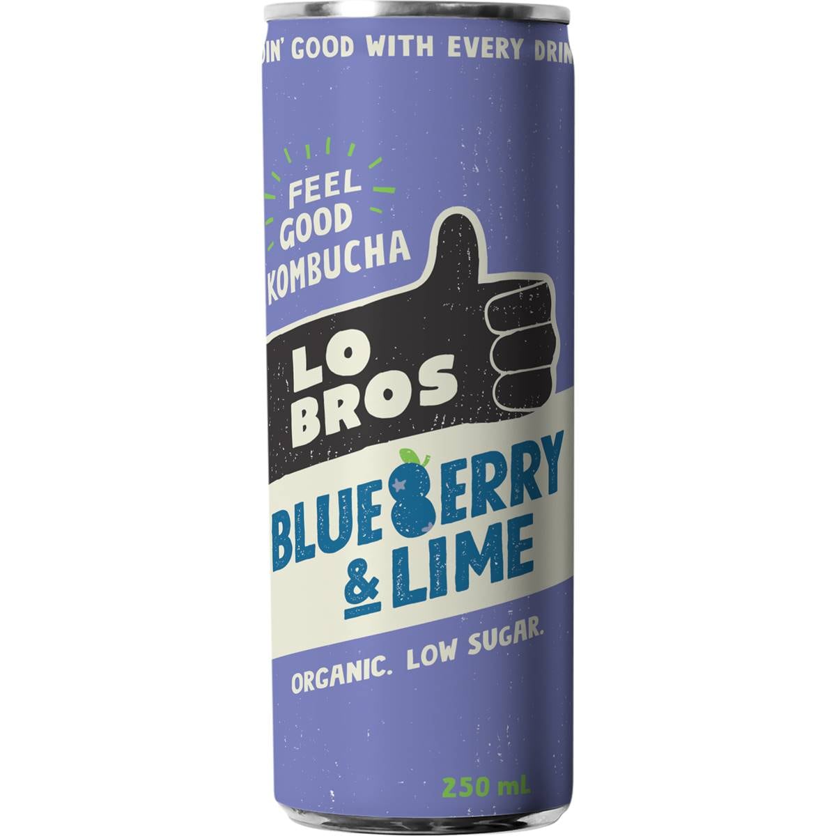 Lo Bros Kombucha Blueberry & Lime 250ml X 4 Pack Woolworths