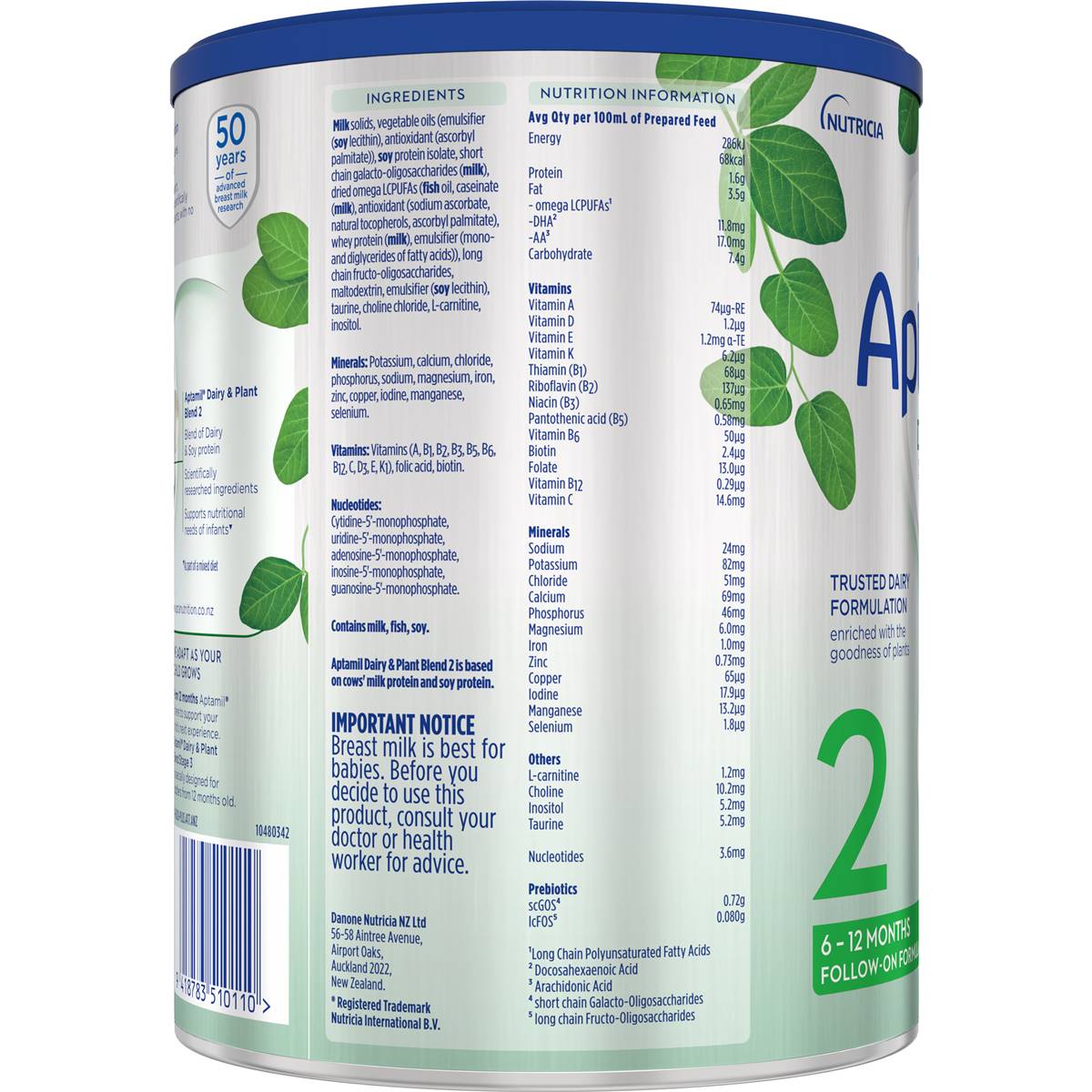 Aptamil Dairy & Plant Baby Formula From 6-12 Months 900g | Woolworths