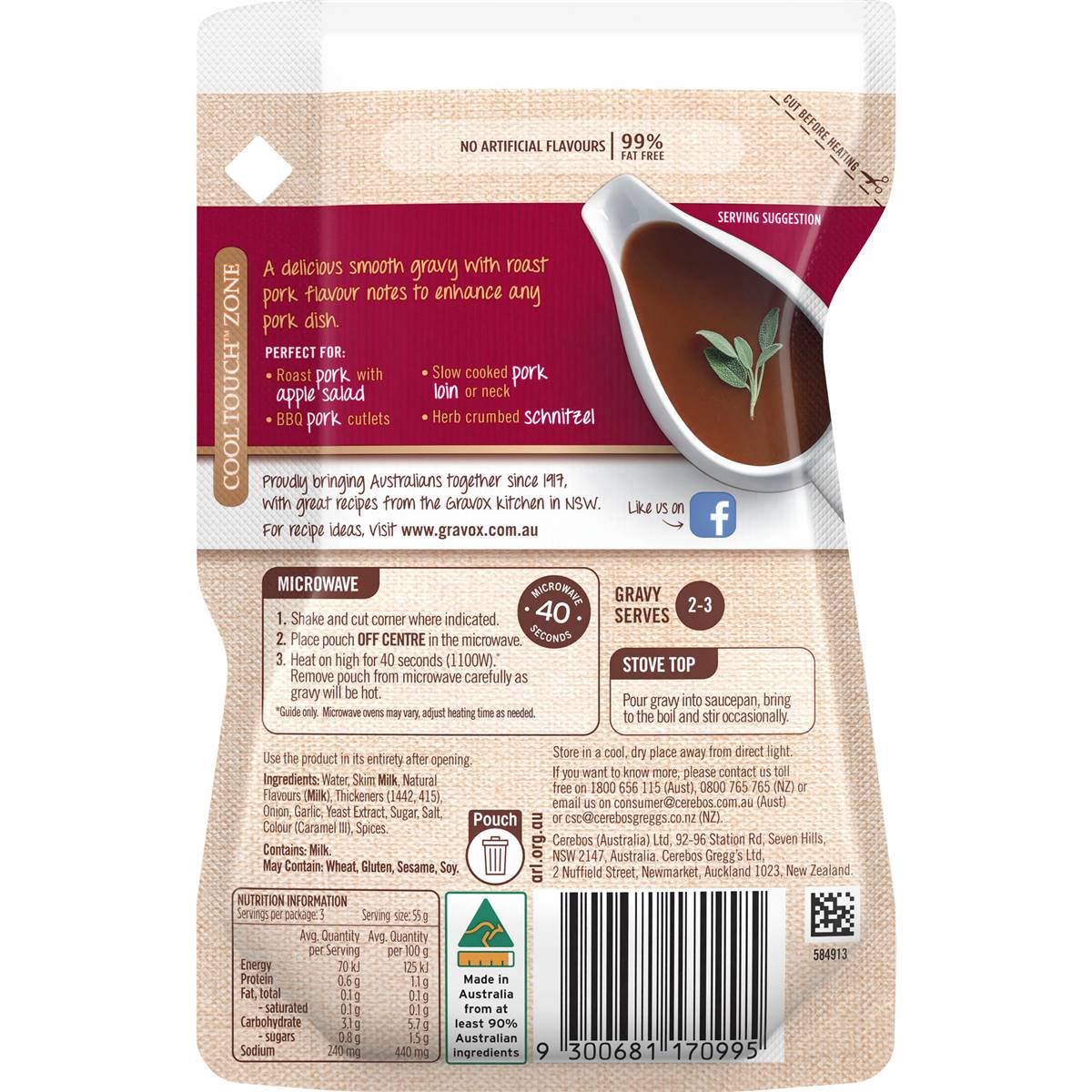 Gravox Roast Pork Liquid Gravy Pouch 165g Woolworths