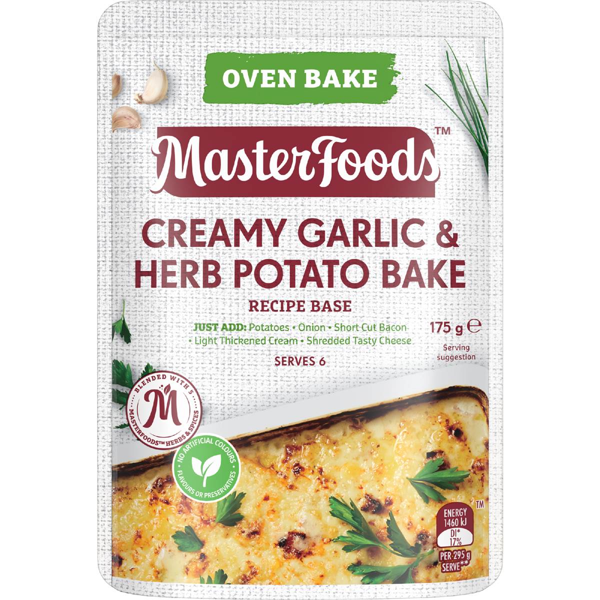 Masterfoods Side Dish Creamy Herb Garlic Potato Bake 175g Woolworths