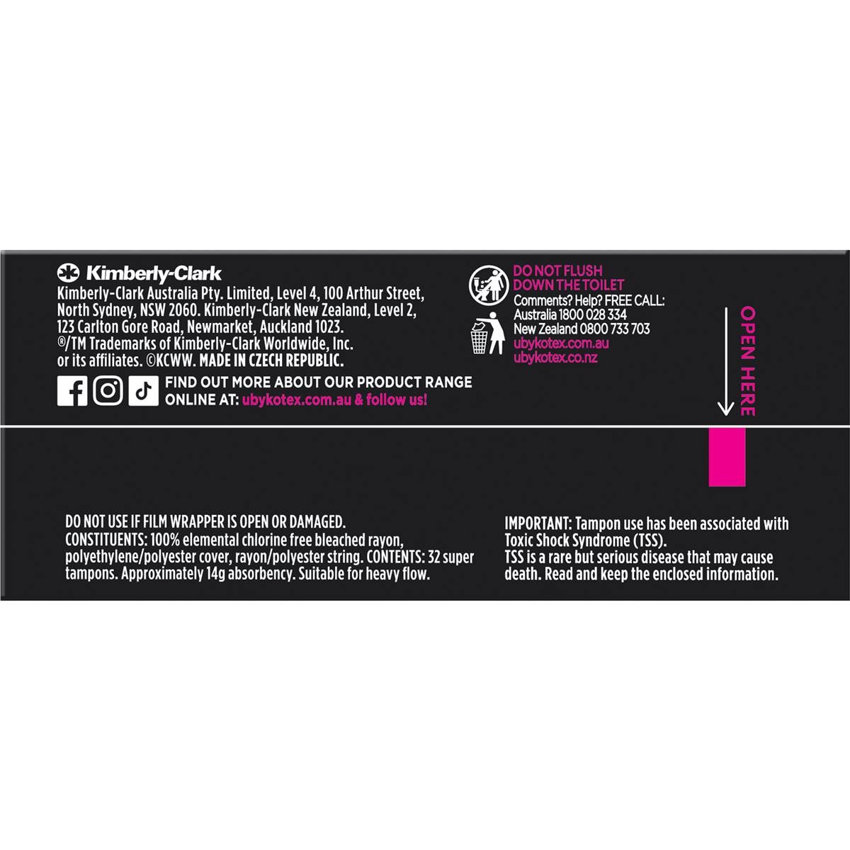 U By Kotex Tampons Super Super Bulk 32 Pack Woolworths