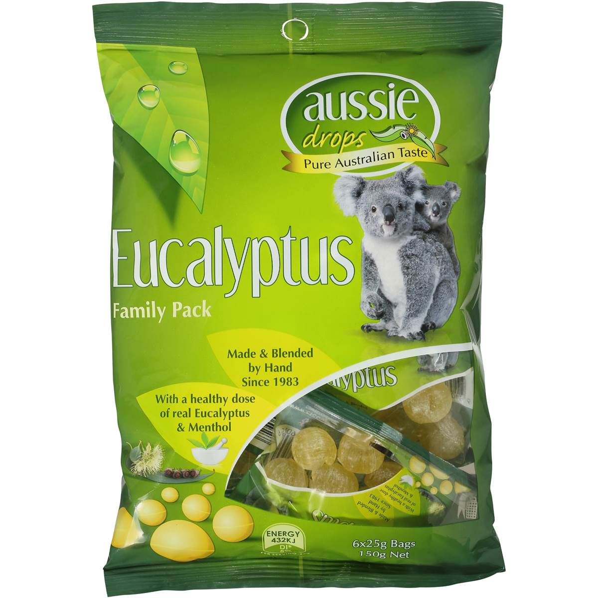 Aussie Drops Eucalyptus Drops Eucalyptus Share Pack 150g bag Woolworths