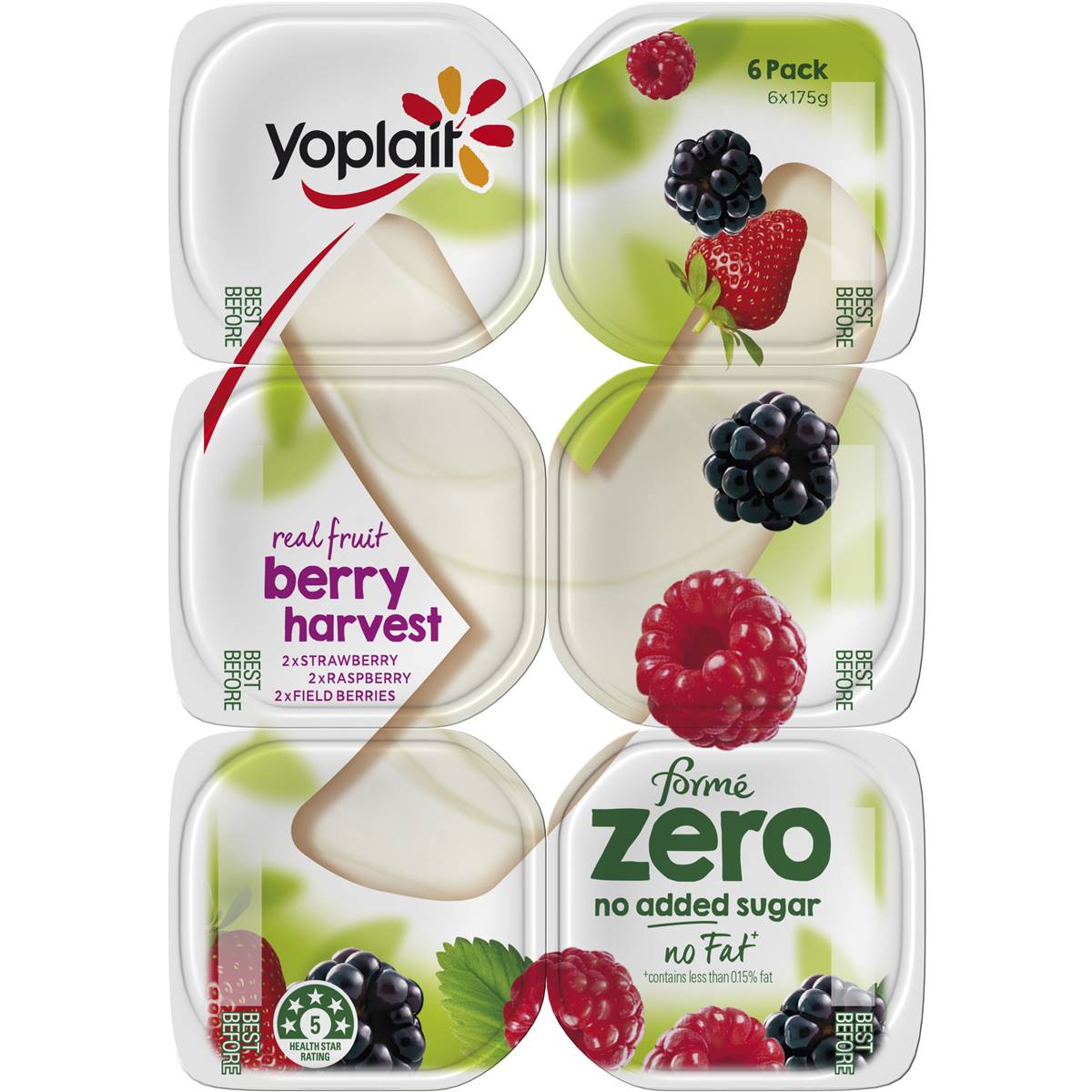 Yoplait Forme Zero Berry Harvest Yoghurt 6x175g Woolworths
