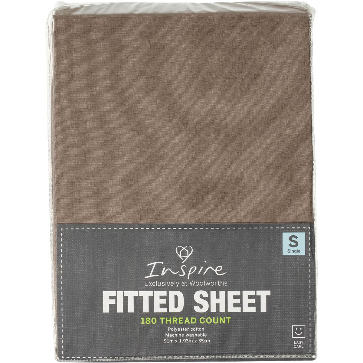 Woolworths Essentials Sheet Fitted Coffee Single Bed Each Woolworths