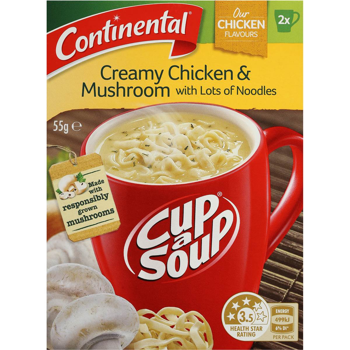 Continental Cup A Soup Chicken & Mushroom With Lots Of Noodles 55g Woolworths