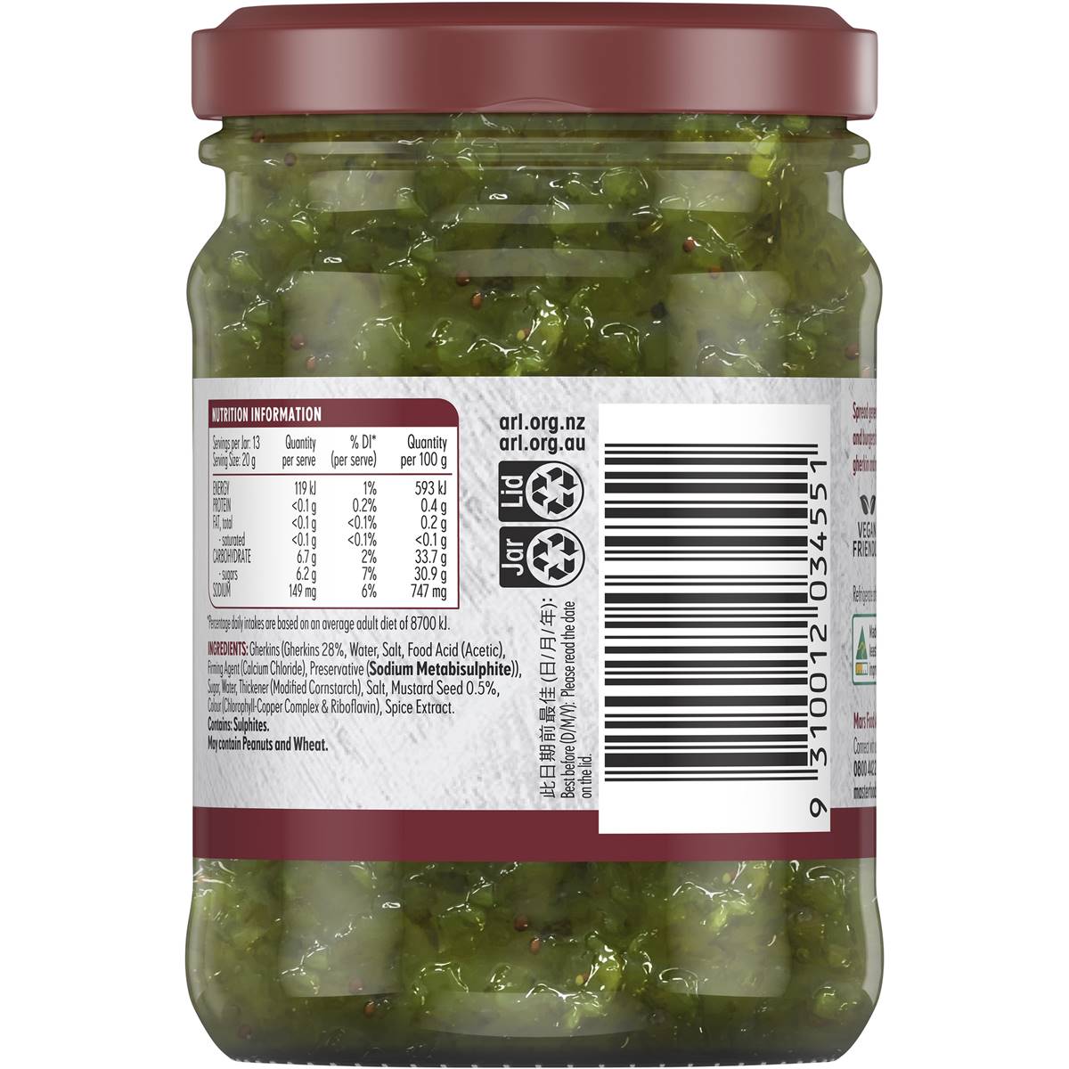 Masterfoods Classic Gherkin Relish 260g Woolworths