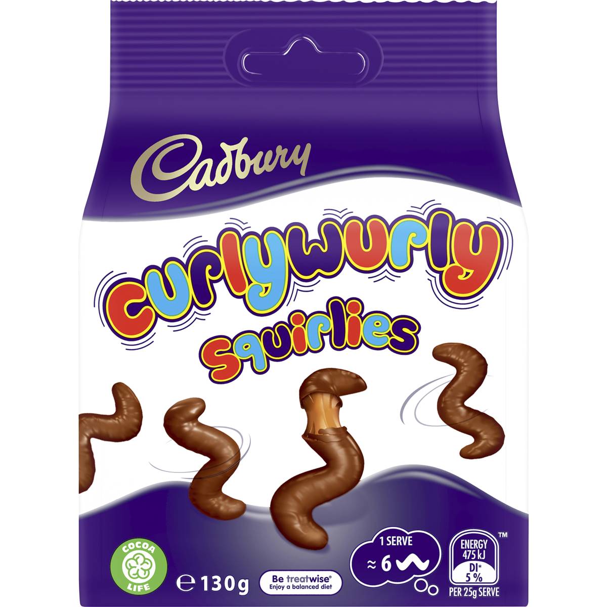 Cadbury Curlywurly Squirlies Chocolate Snack & Share Bag 130g | Woolworths