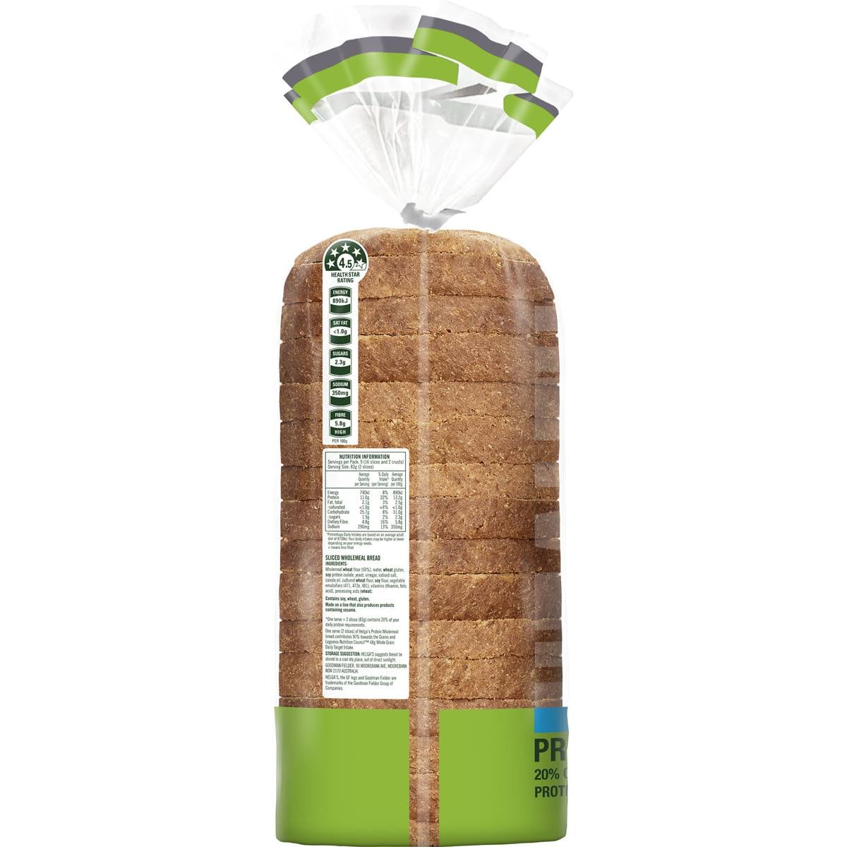 Helga's Protein Wholemeal Bread Loaf 750g Woolworths