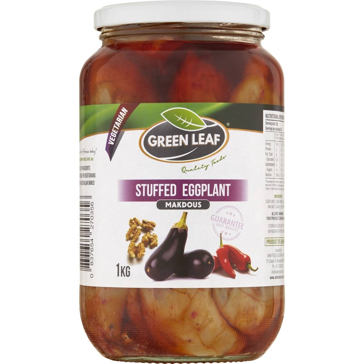 Green Leaf Stuffed Eggplant Makdous 1kg Woolworths