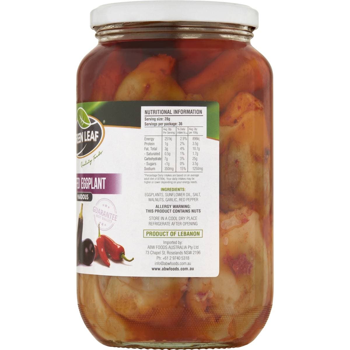 Green Leaf Stuffed Eggplant Makdous 1kg Woolworths