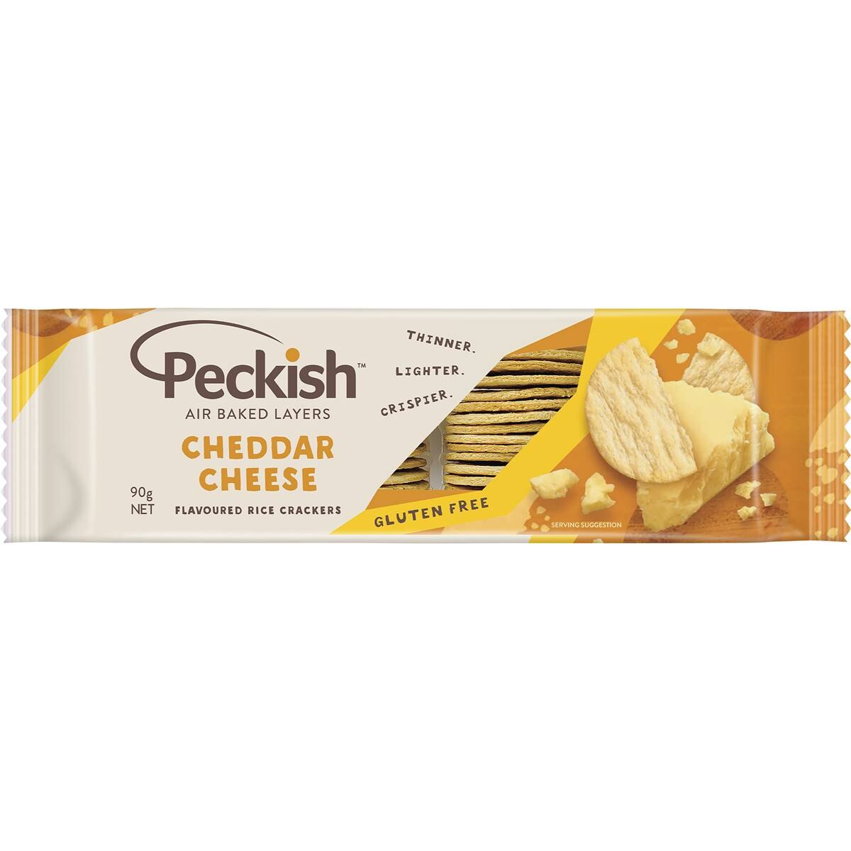 Peckish Flavoured Rice Crackers Cheddar Cheese 90g Woolworths