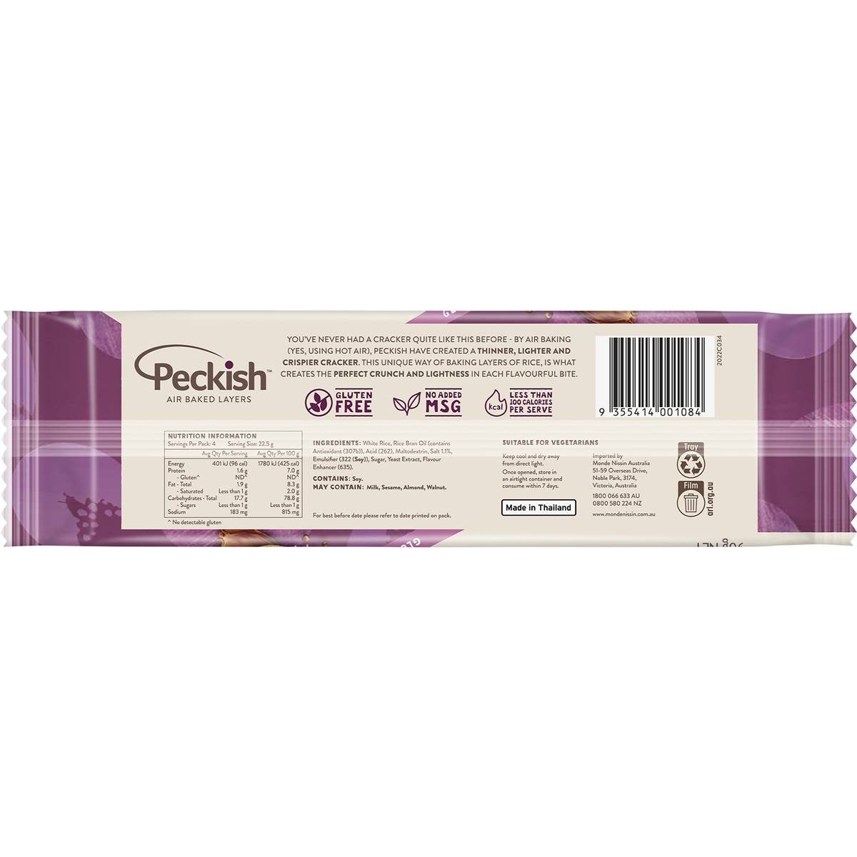 Peckish Flavoured Rice Crackers Salt & Vinegar 90g Woolworths