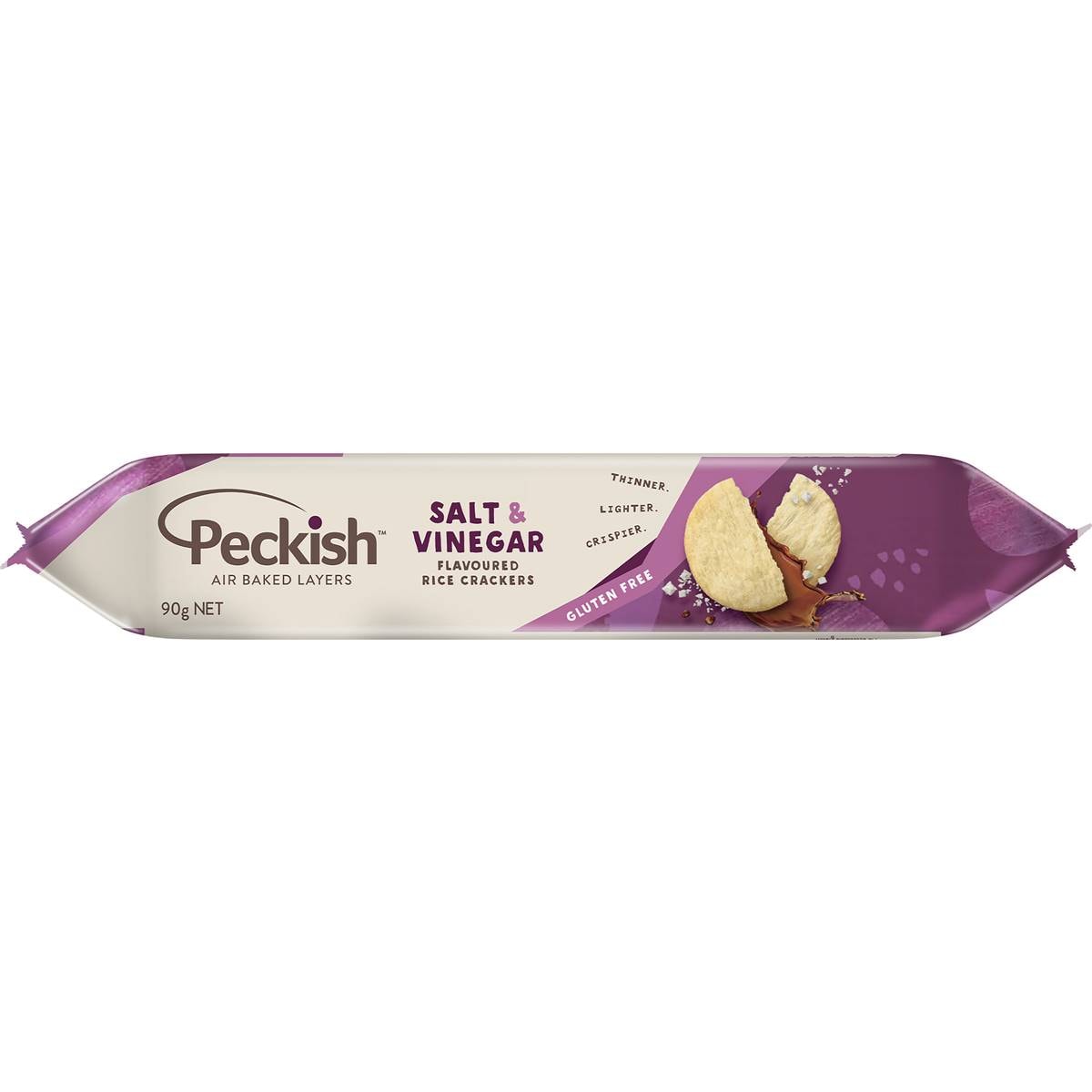 Peckish Flavoured Rice Crackers Salt & Vinegar 90g Woolworths