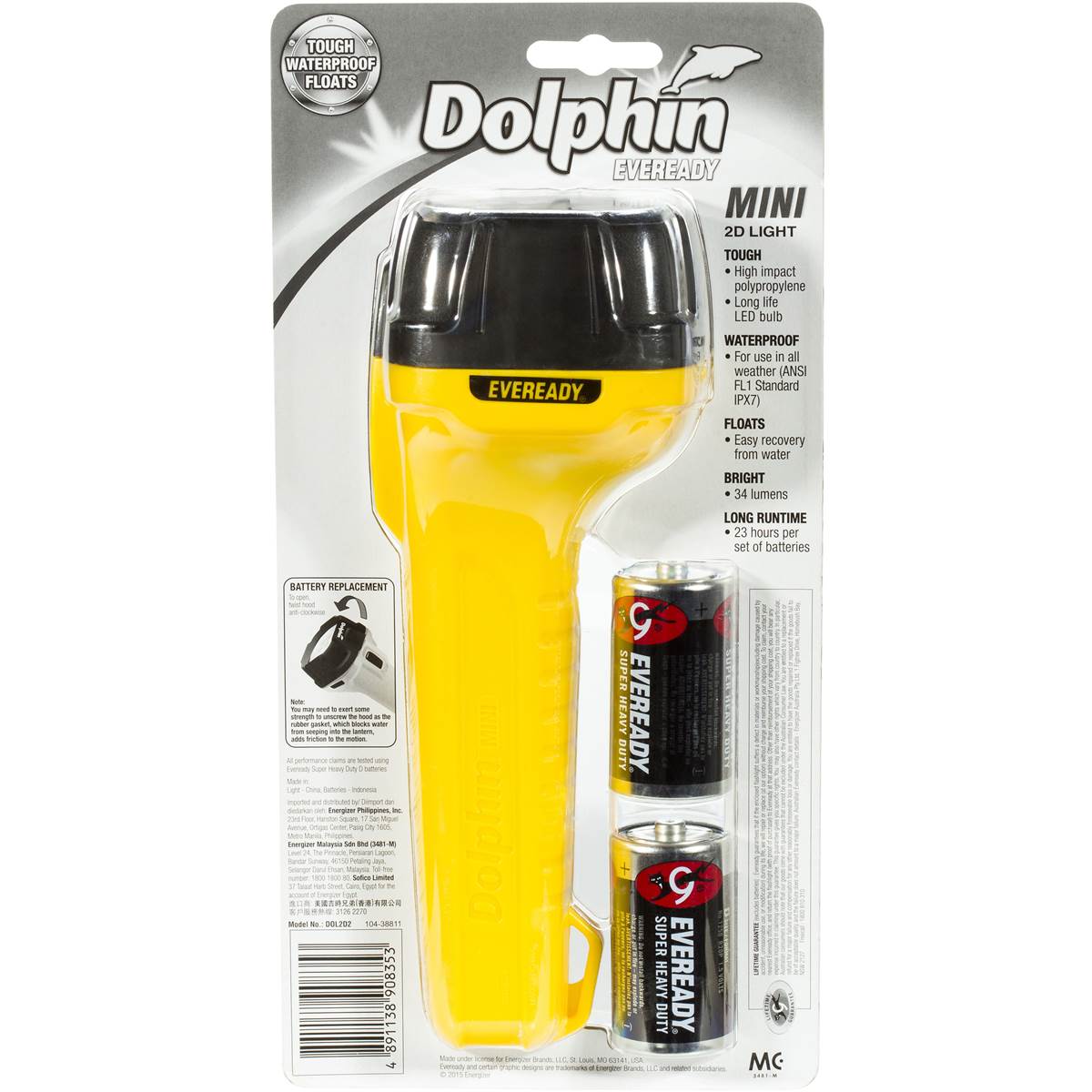 Eveready Dolphin Mini 2d Torch Each Woolworths