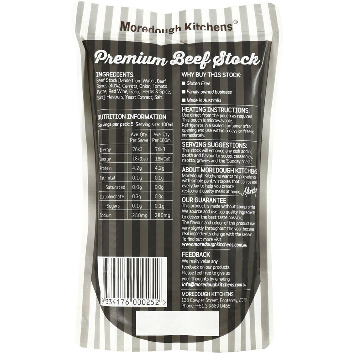 Moredough Kitchens Premium Beef Stock 500ml Woolworths