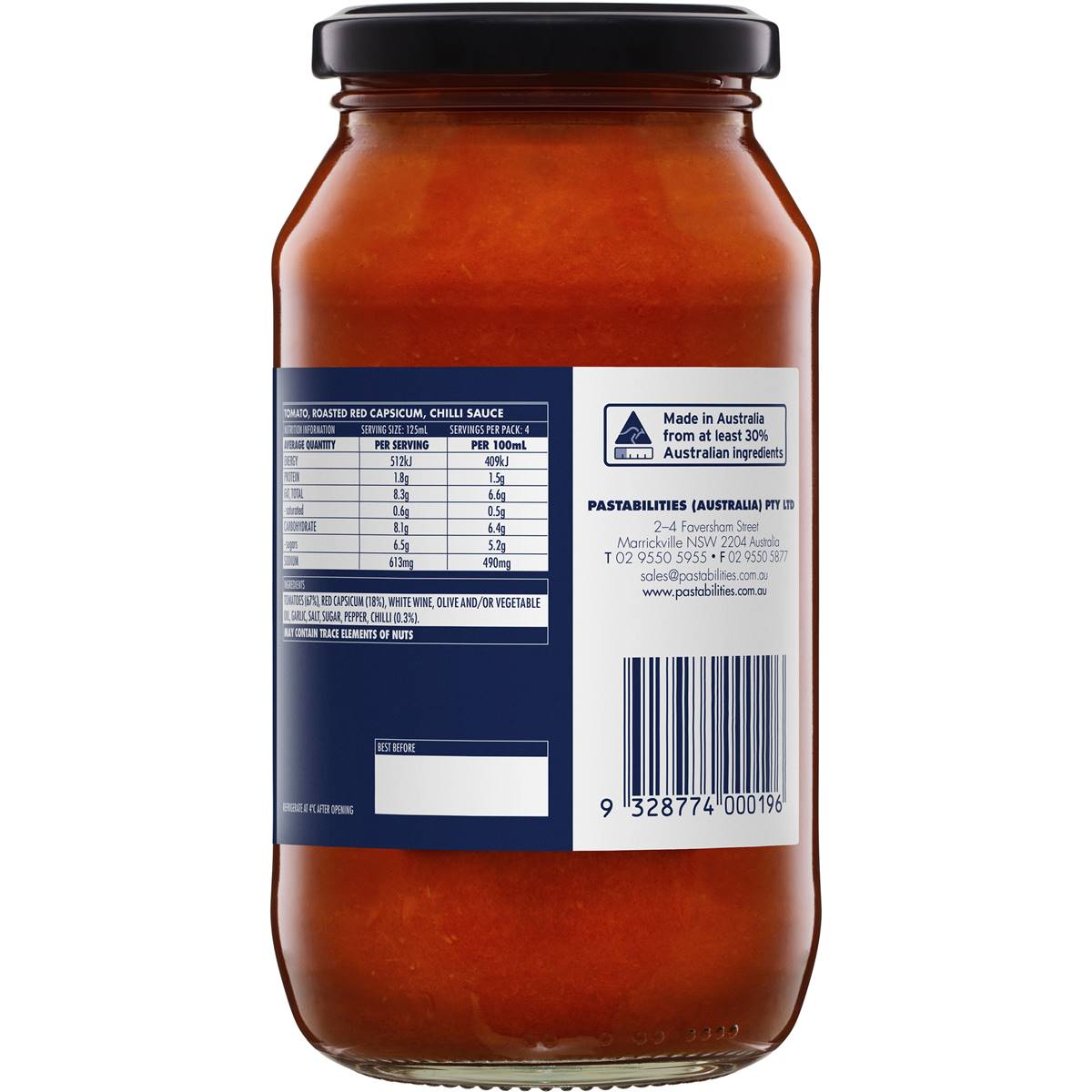 Pastabilities Tomato, Roasted Capsicum & Chilli Sauce 500ml Woolworths