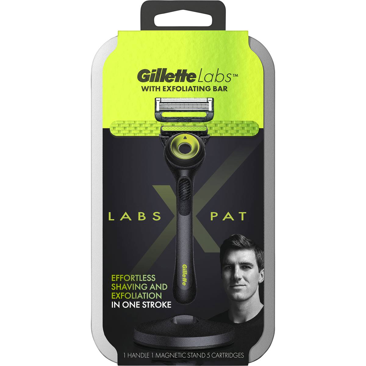 Gillette Labs Pat Razor Handle Stand & 5 Cartridges Blade Pack Each