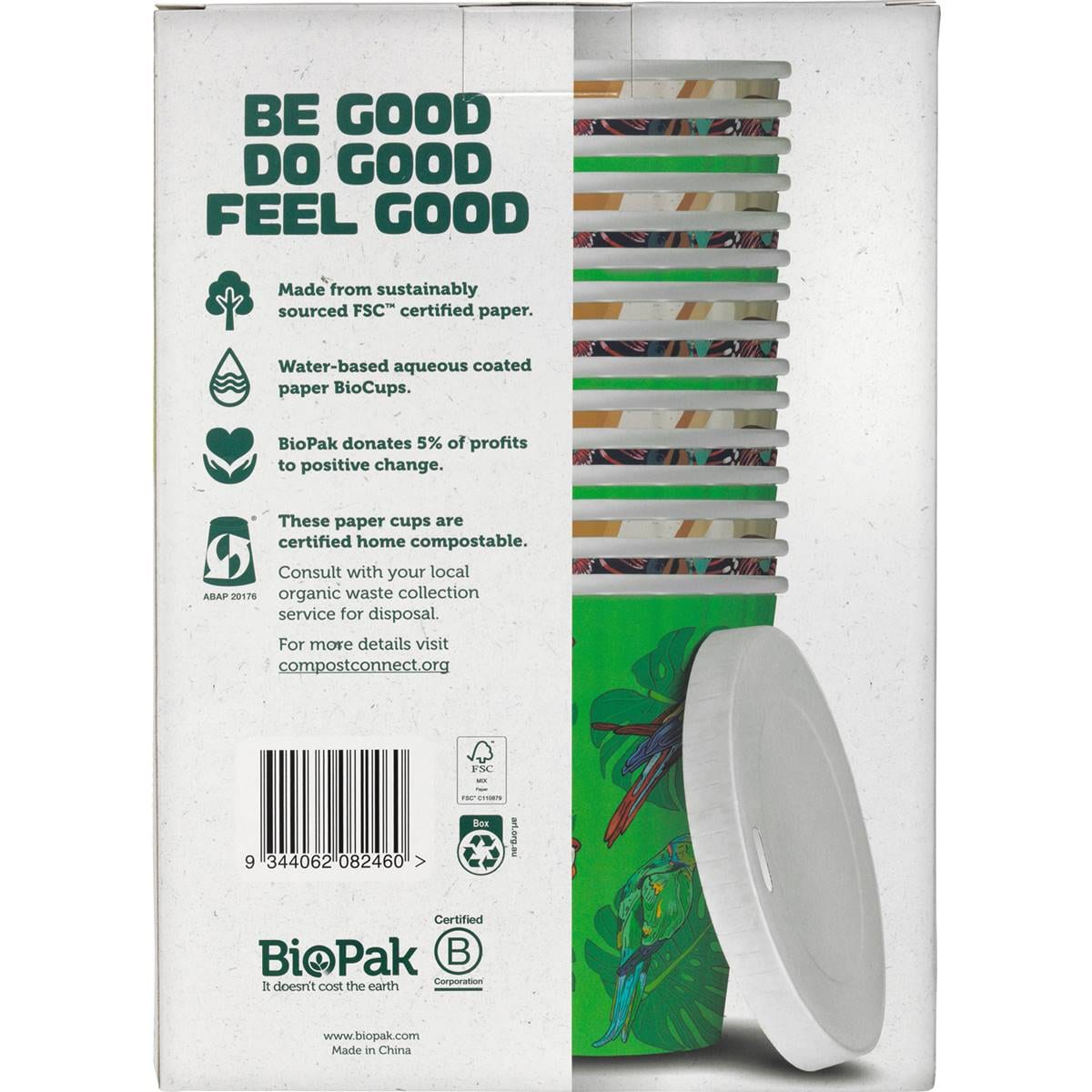 Biopak Home Compostable Coffee Cups & Lids Medium 16 Pack Woolworths