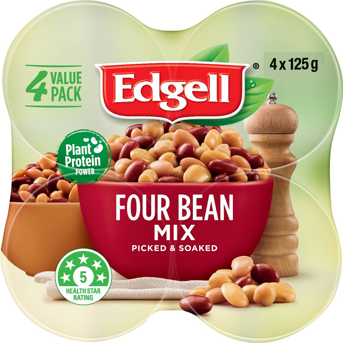 Edgell four bean mix snack packs ready to eat 125g x 4 pack woolworths