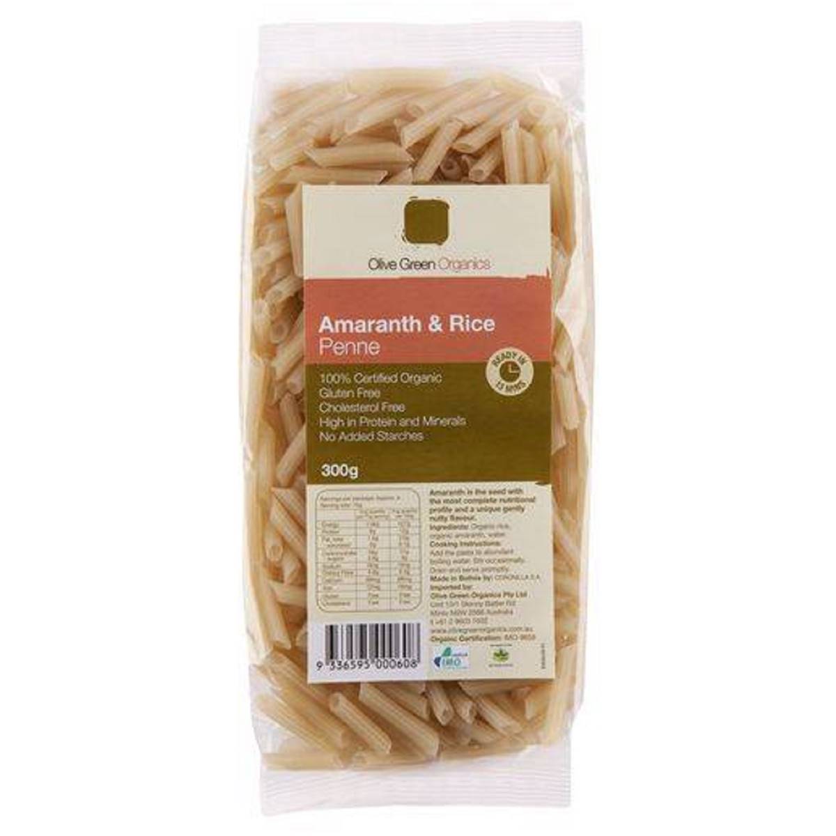 Olive Green Organics Penne Amaranth & Rice