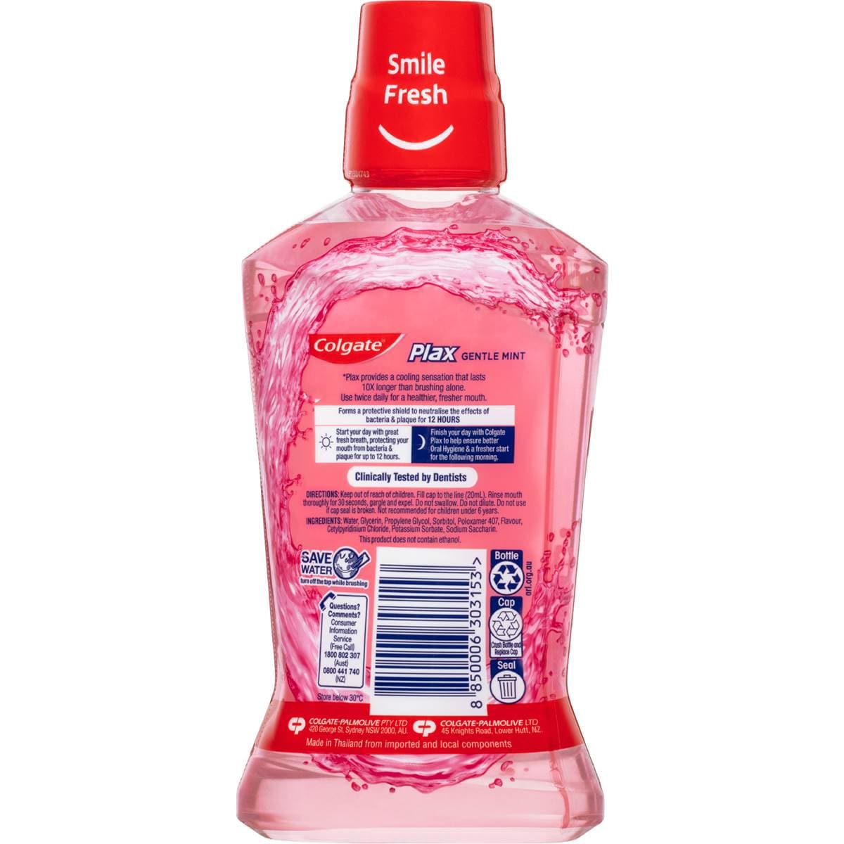 Colgate Plax Mouthwash Gentle Mint 500ml Woolworths