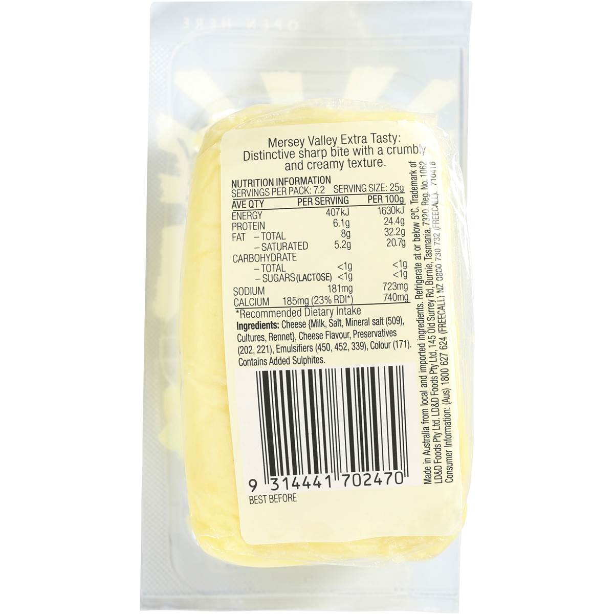 Mersey Valley Extra Tasty Cheese 180g Woolworths