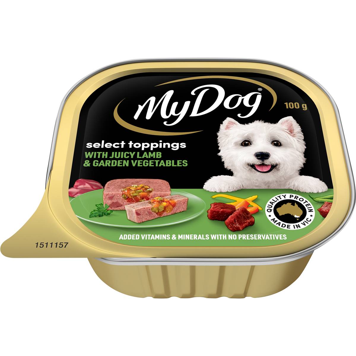 My Dog Lamb With Vegetables & Toppings Wet Dog Food Tray 100g Woolworths