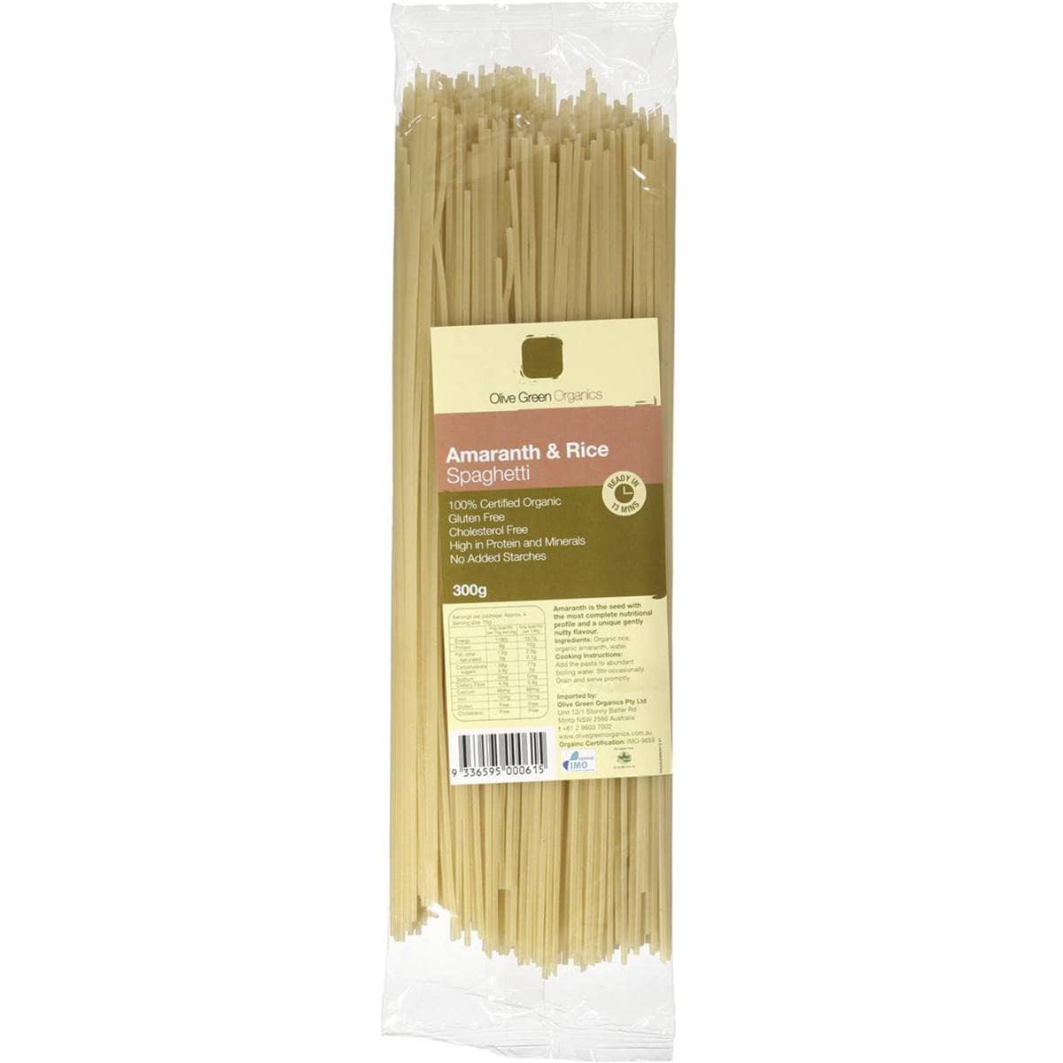 Olive Green Organics Spaghetti Amaranth & Rice 300g Woolworths