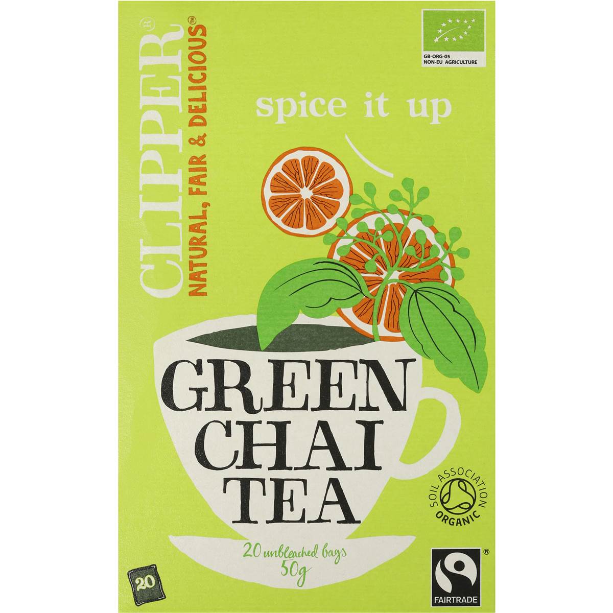Clipper Organic Tea Chai Green Fairtrade 20 Bags 70g Woolworths
