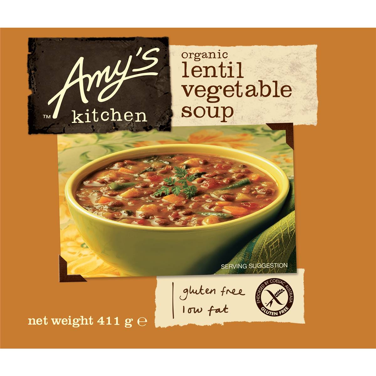 Amy's Kitchen Canned Soup Organic Lentil & Vegetable 411g Woolworths