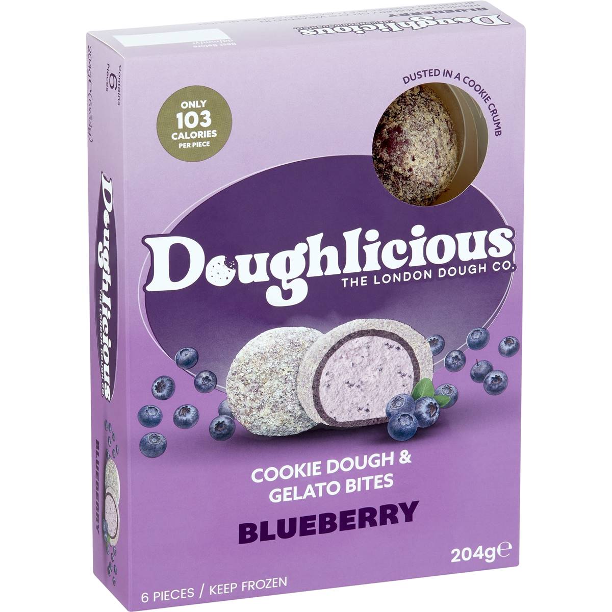 Doughlicious Dessert Bites Cookie Dough Blueberry 6 Pack Woolworths