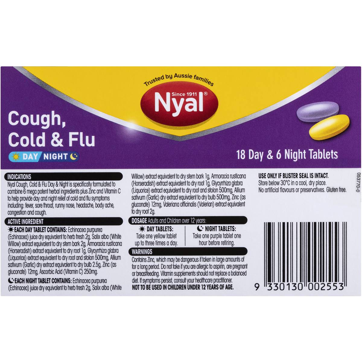 Nyal Tablets Cold And Flu 18 Day & 6 Night 24 Pack Woolworths