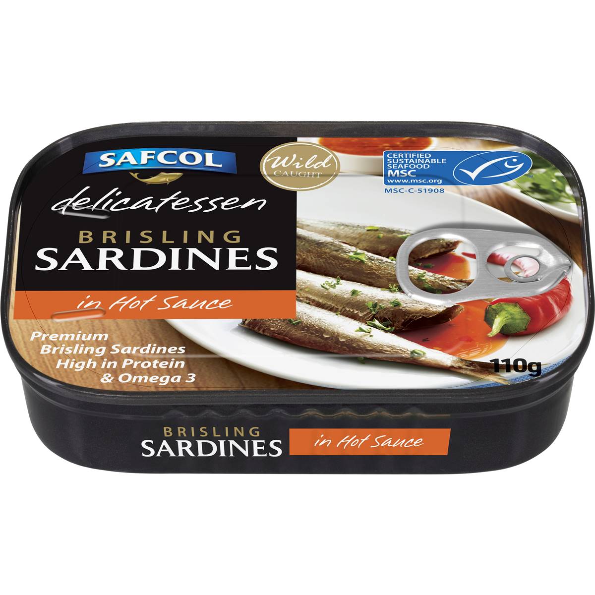 Safcol Delicatessen Brisling Sardines In Hot Sauce Tin 110g Woolworths