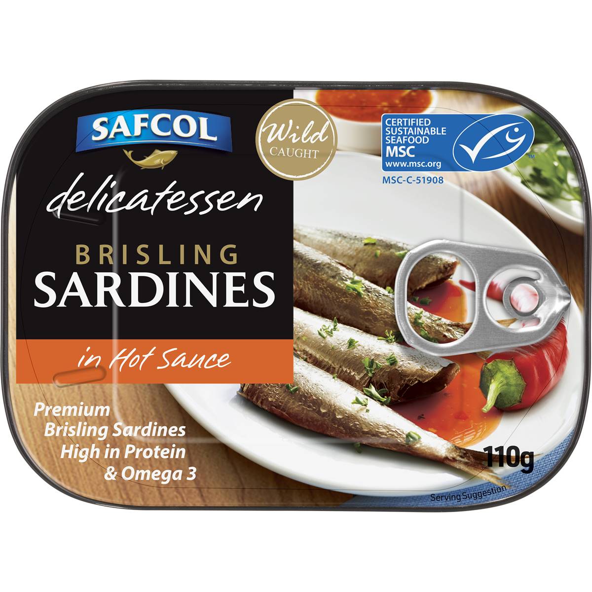 Safcol Delicatessen Brisling Sardines In Hot Sauce Tin 110g Woolworths