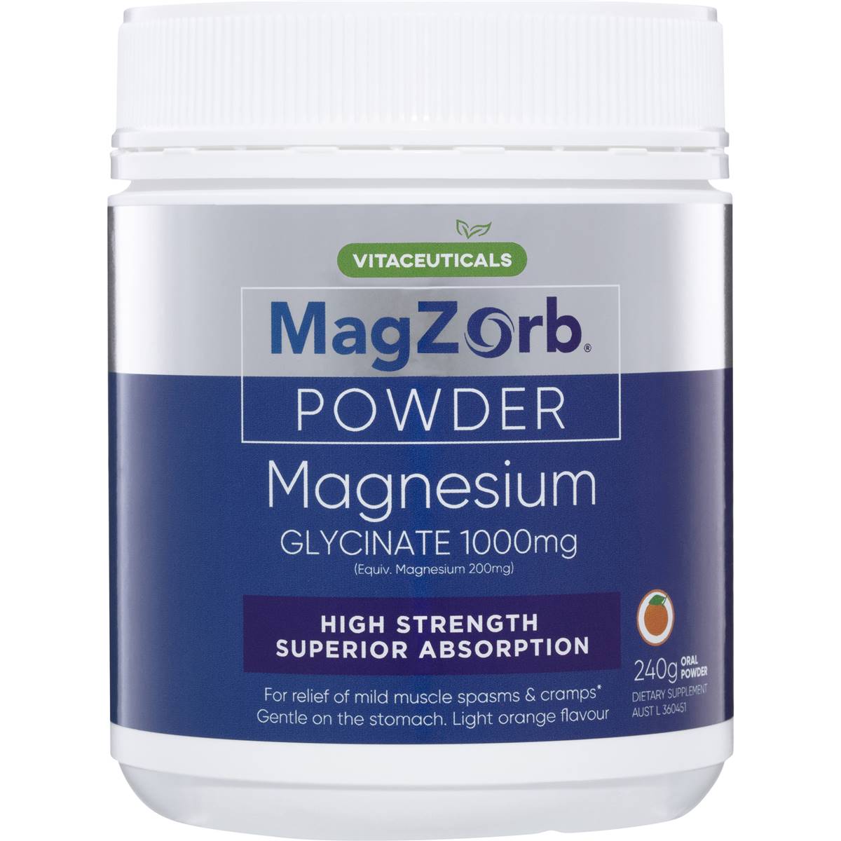 Vitaceuticals Magzorb Magnesium Glycinate 1000mg Powder 240g Woolworths
