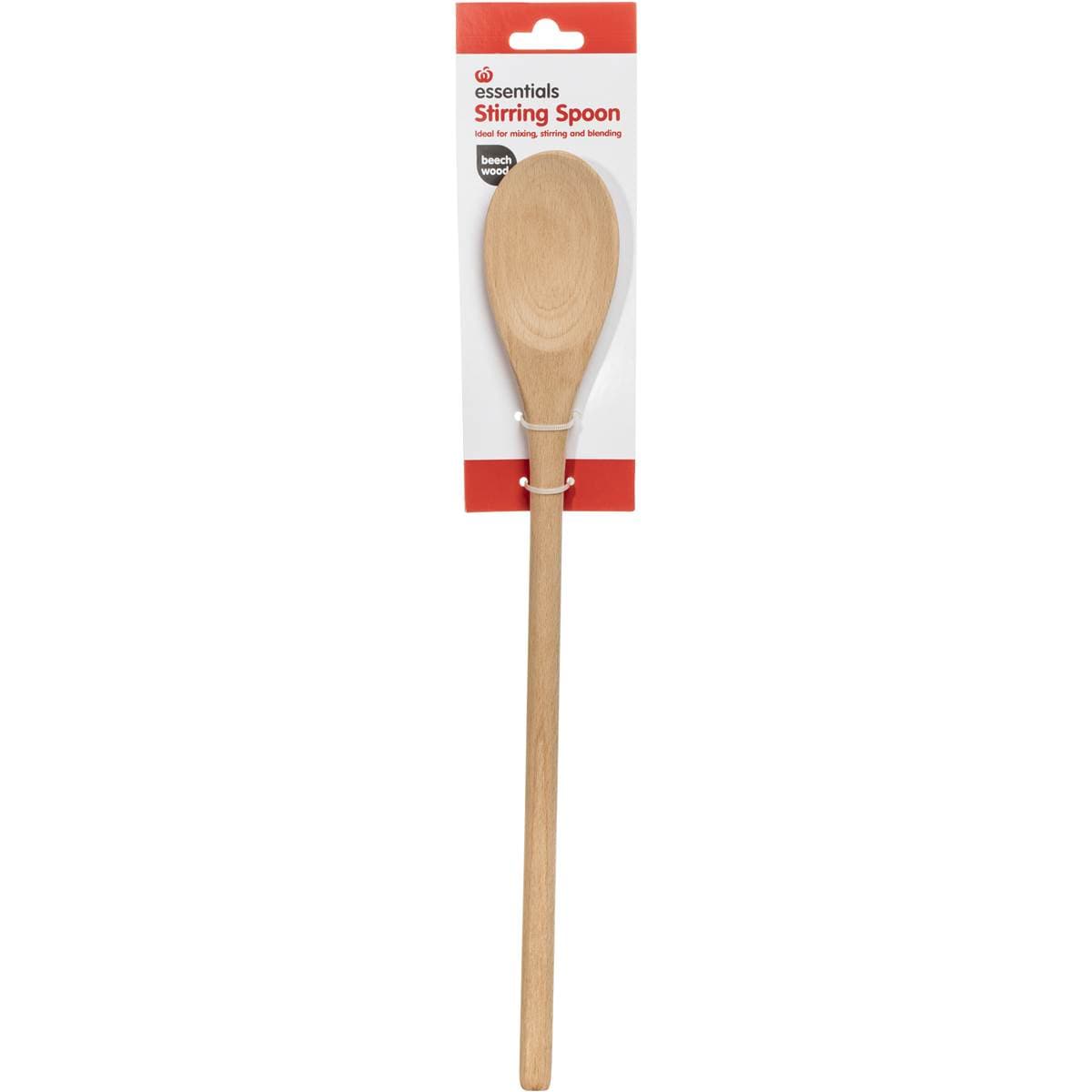 Essentials Utensil Beech Wood Stirring Spoon Each Woolworths