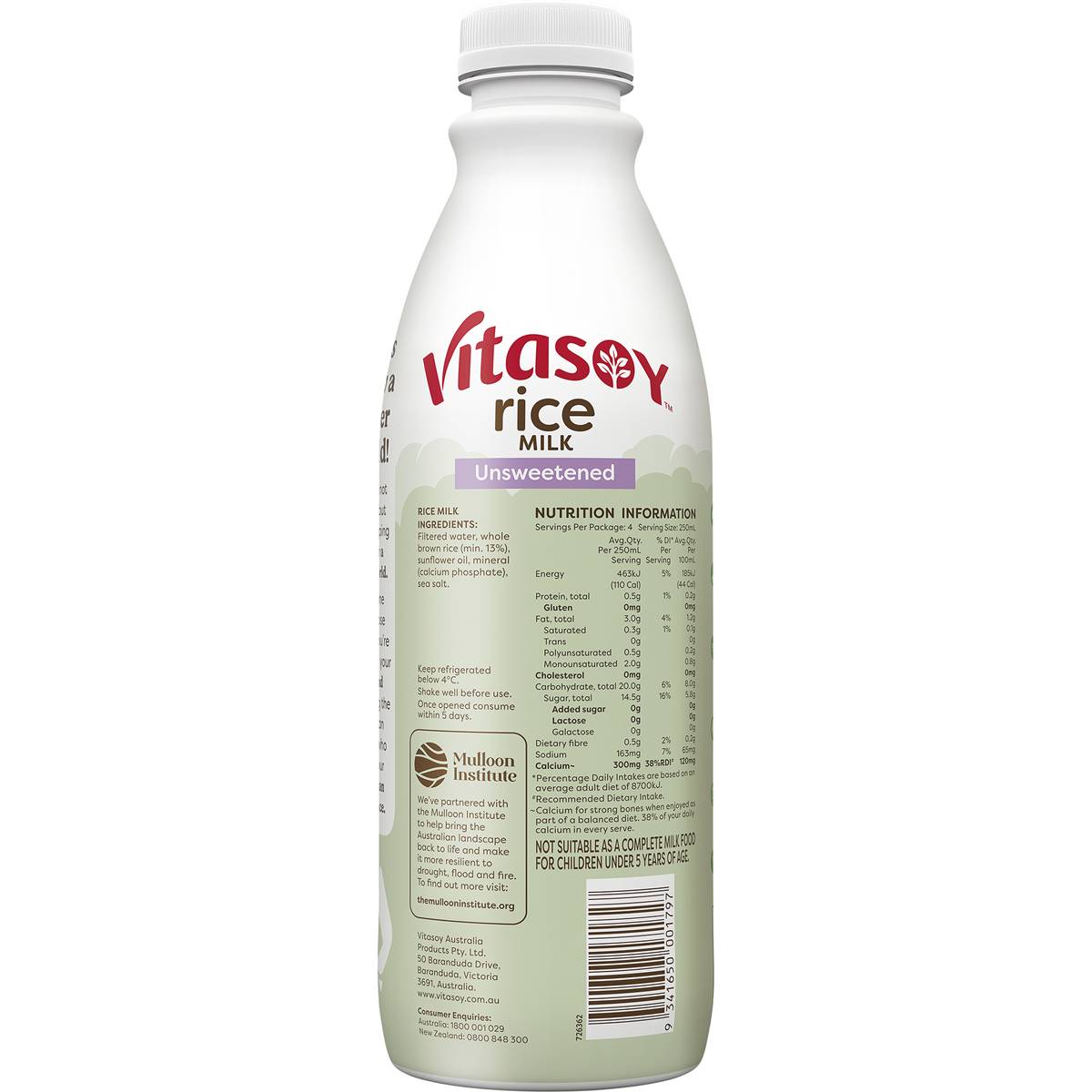 Vitasoy Calcium Enriched Rice Milk 1l Woolworths
