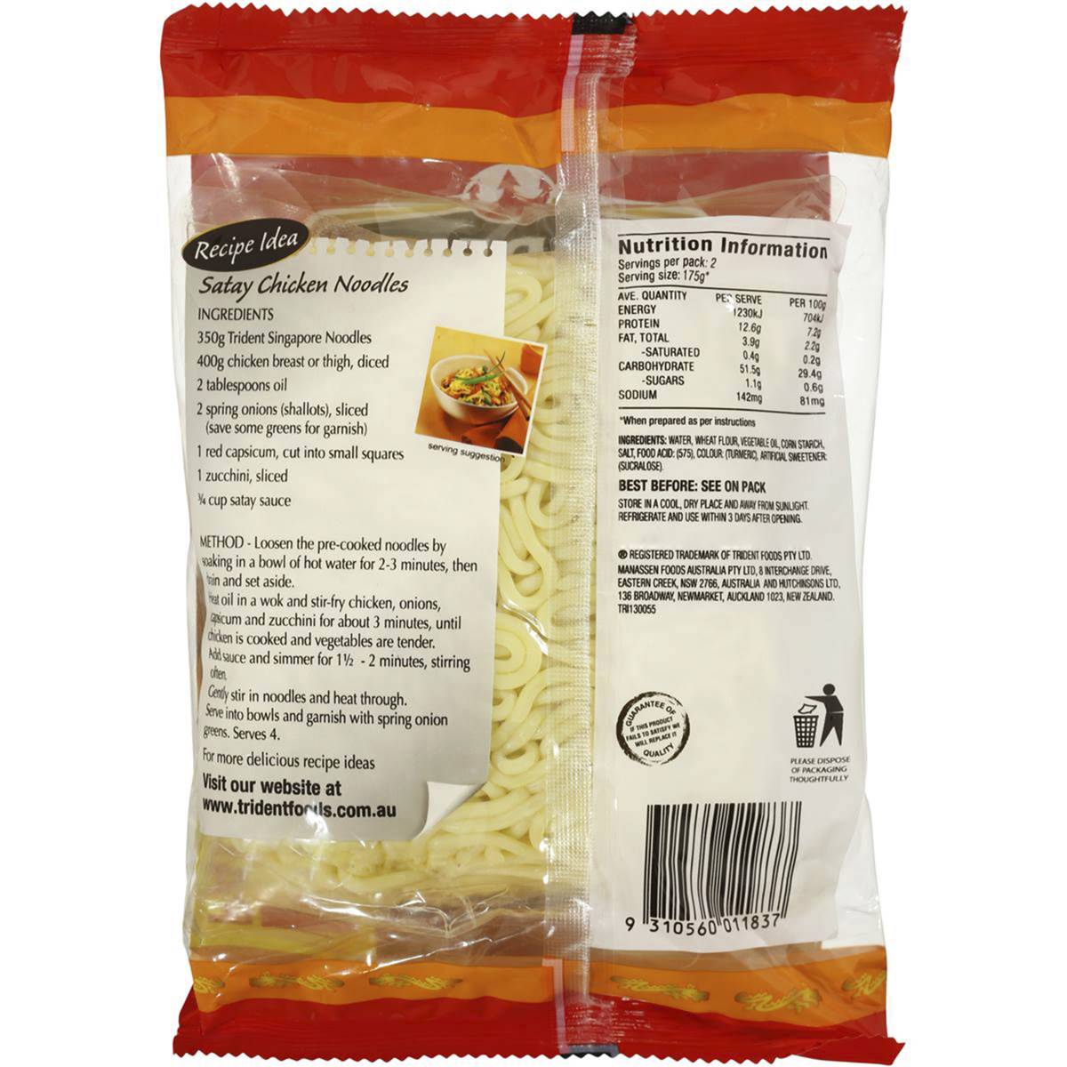 Trident Singapore Noodles 2pk 2x175g Woolworths