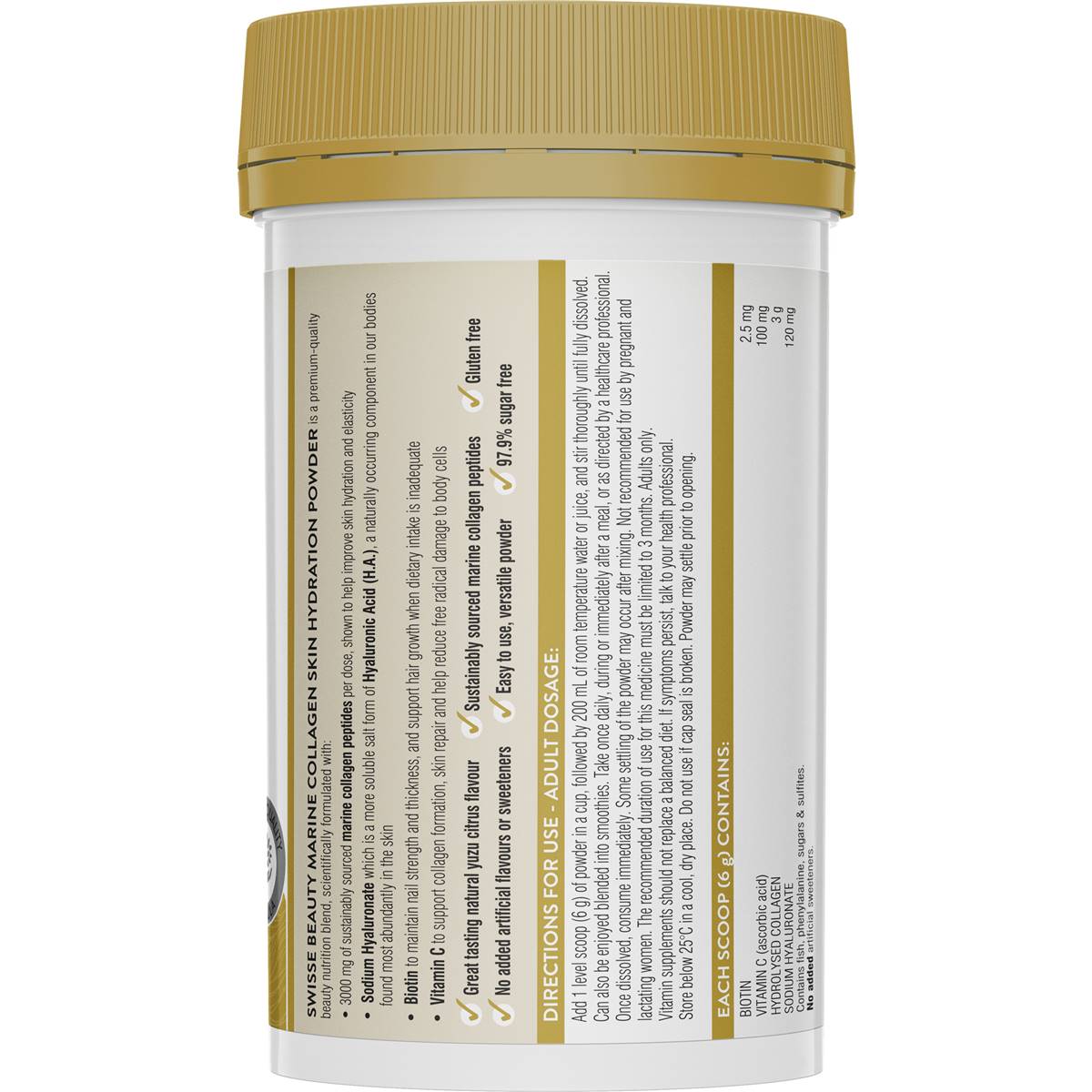 Swisse Marine Collagen Skin Hydration Powder 120g Woolworths