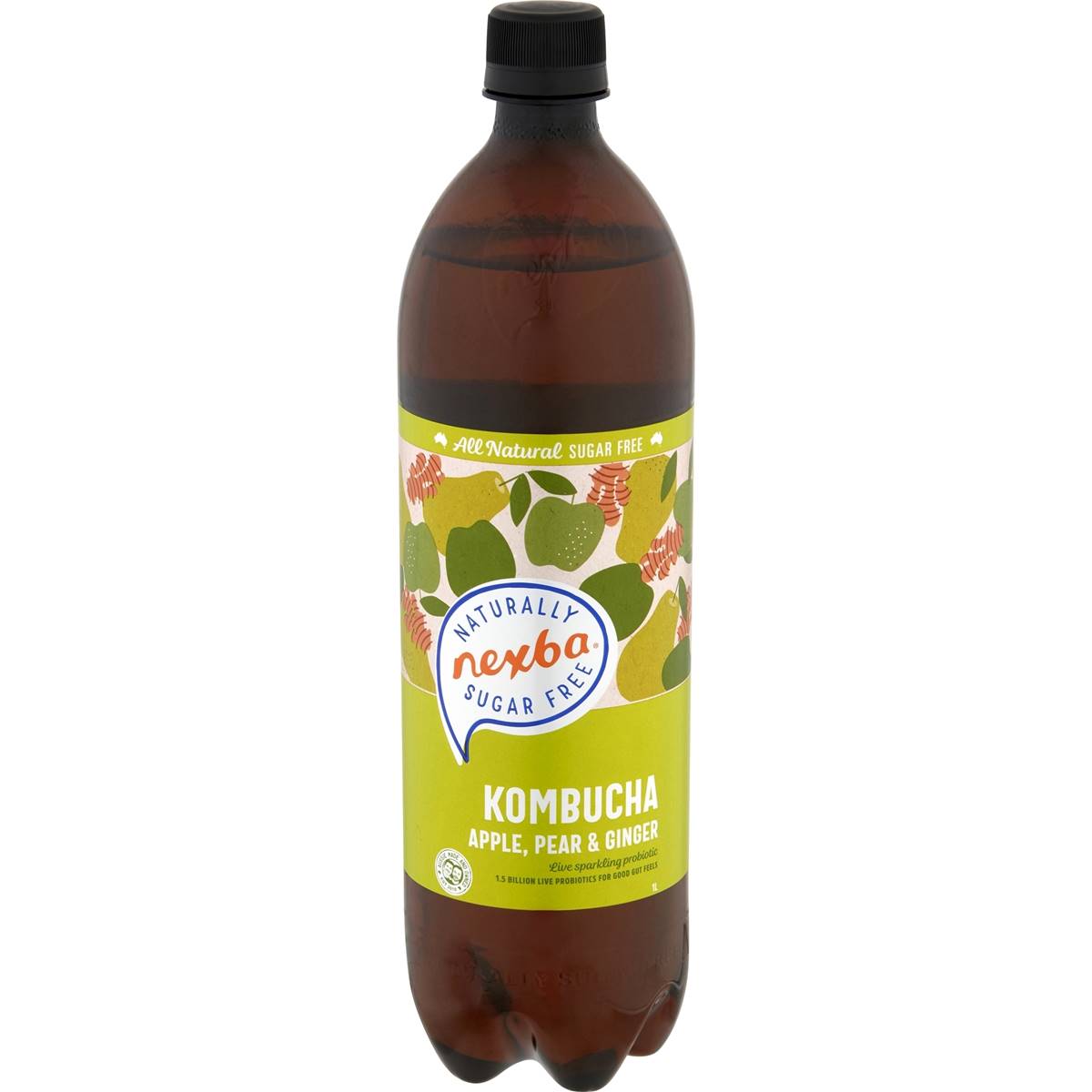 Nexba Sugar Free Kombucha Apple Pear & Ginger 1l | Woolworths