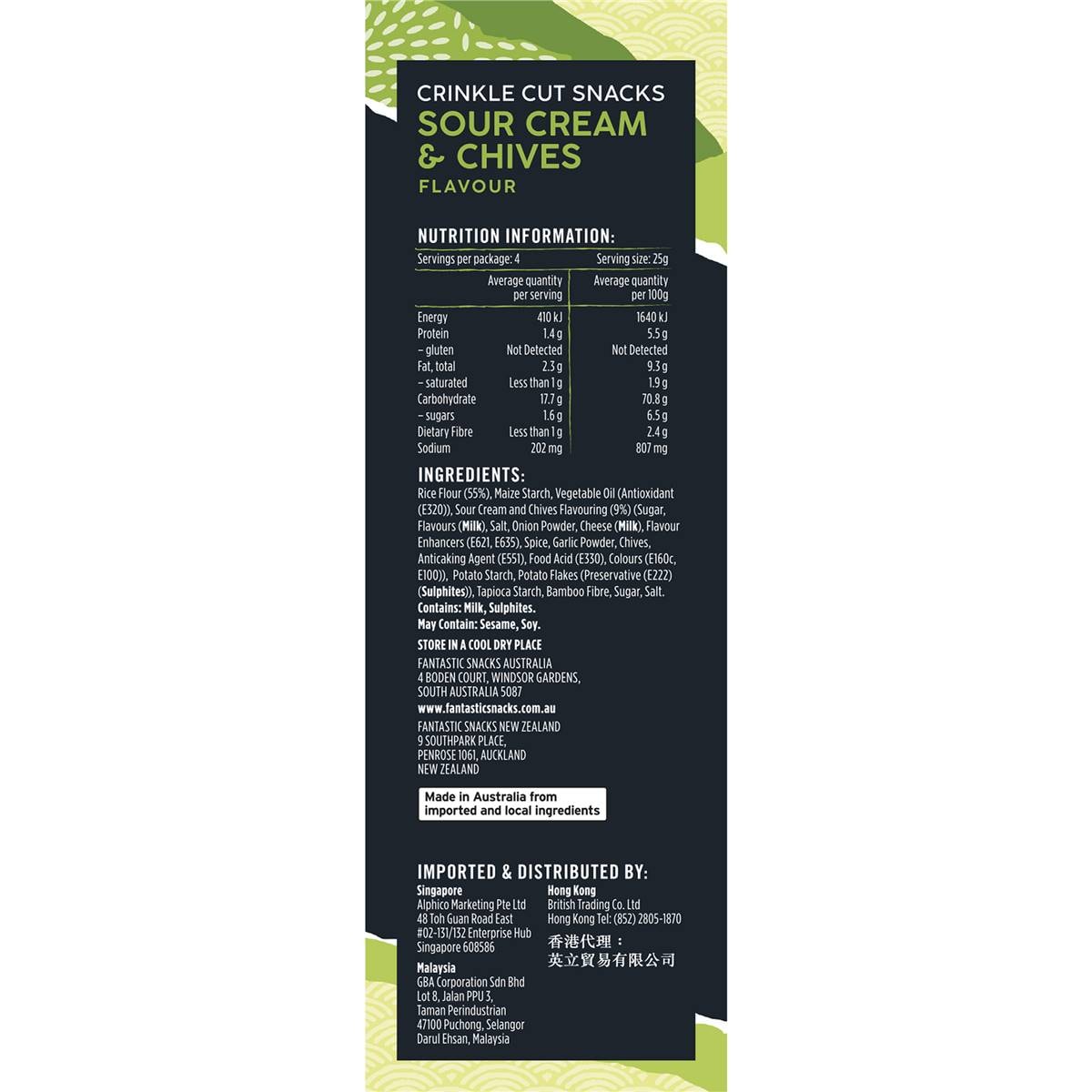 Fantastic Delites Snacks Sour Cream & Chives 100g Woolworths