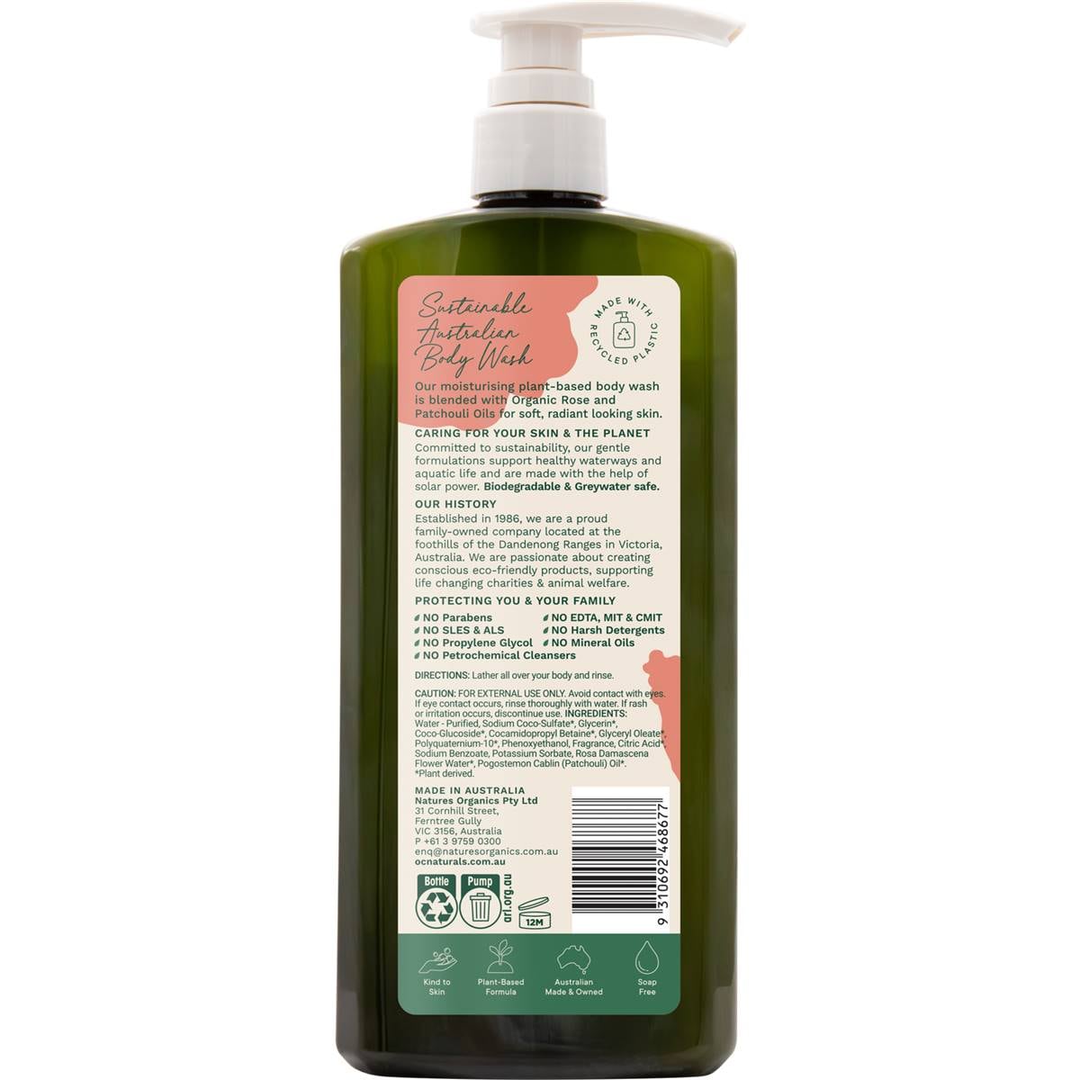 Oc Naturals Rose & Patchouli Moisturising Body Wash 725ml Woolworths