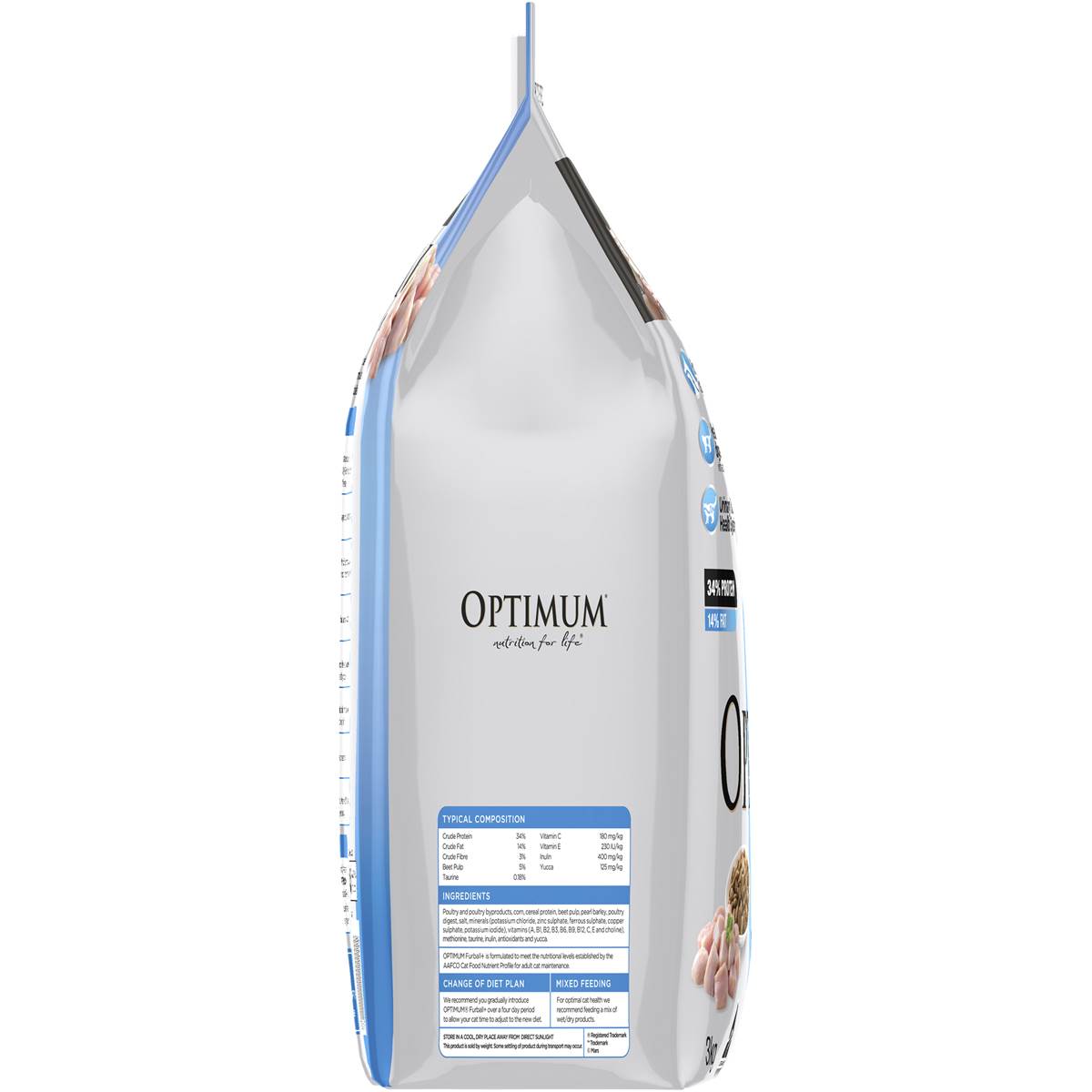 Optimum Adult Cat Food Furball With Real Chicken 3kg Woolworths