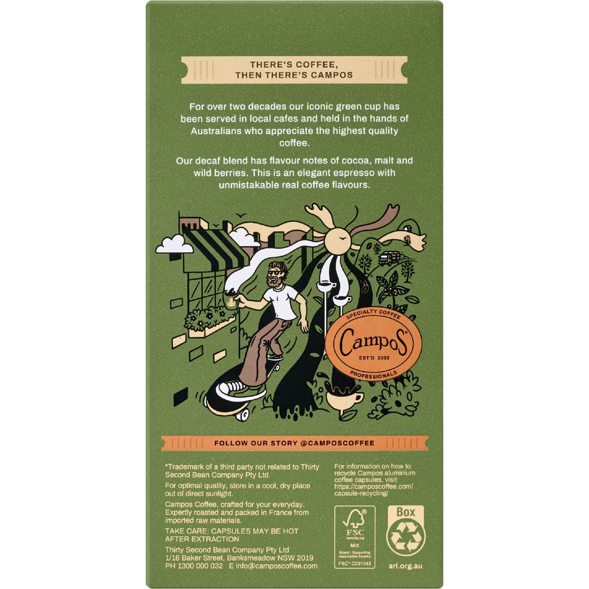 Campos Decaf Coffee Capsules Syrupy & Bold Blend 10 Pack Woolworths