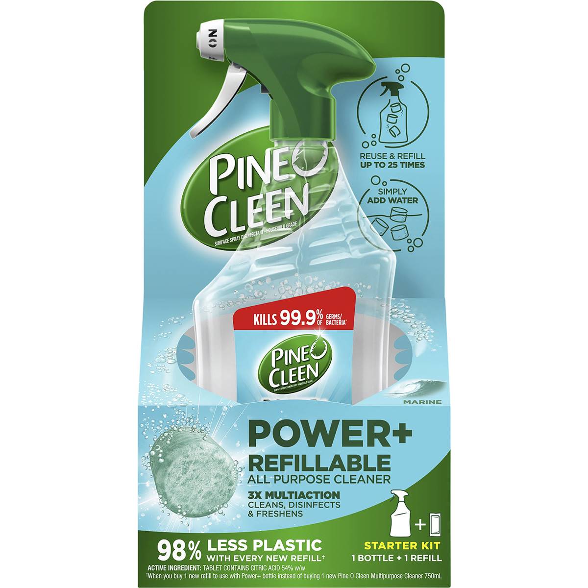 Pine O Cleen Power+ Refillable All Purpose Cleaner Starter Kit Fresh