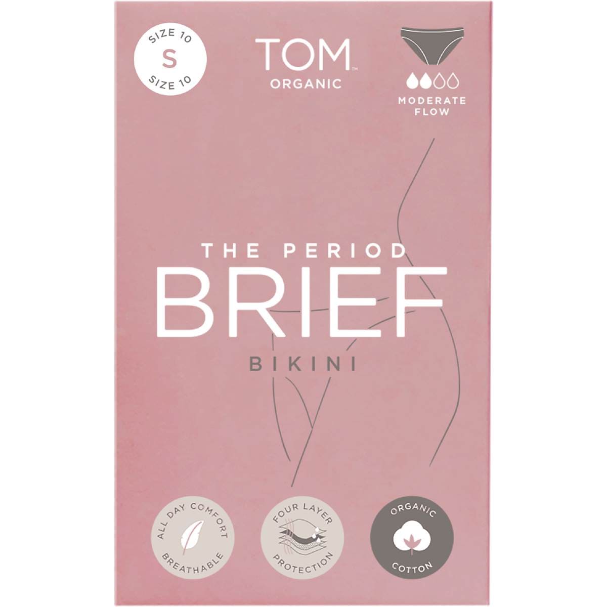 TOM Organic The Period Brief Bikini Moderate Flow Size Small each