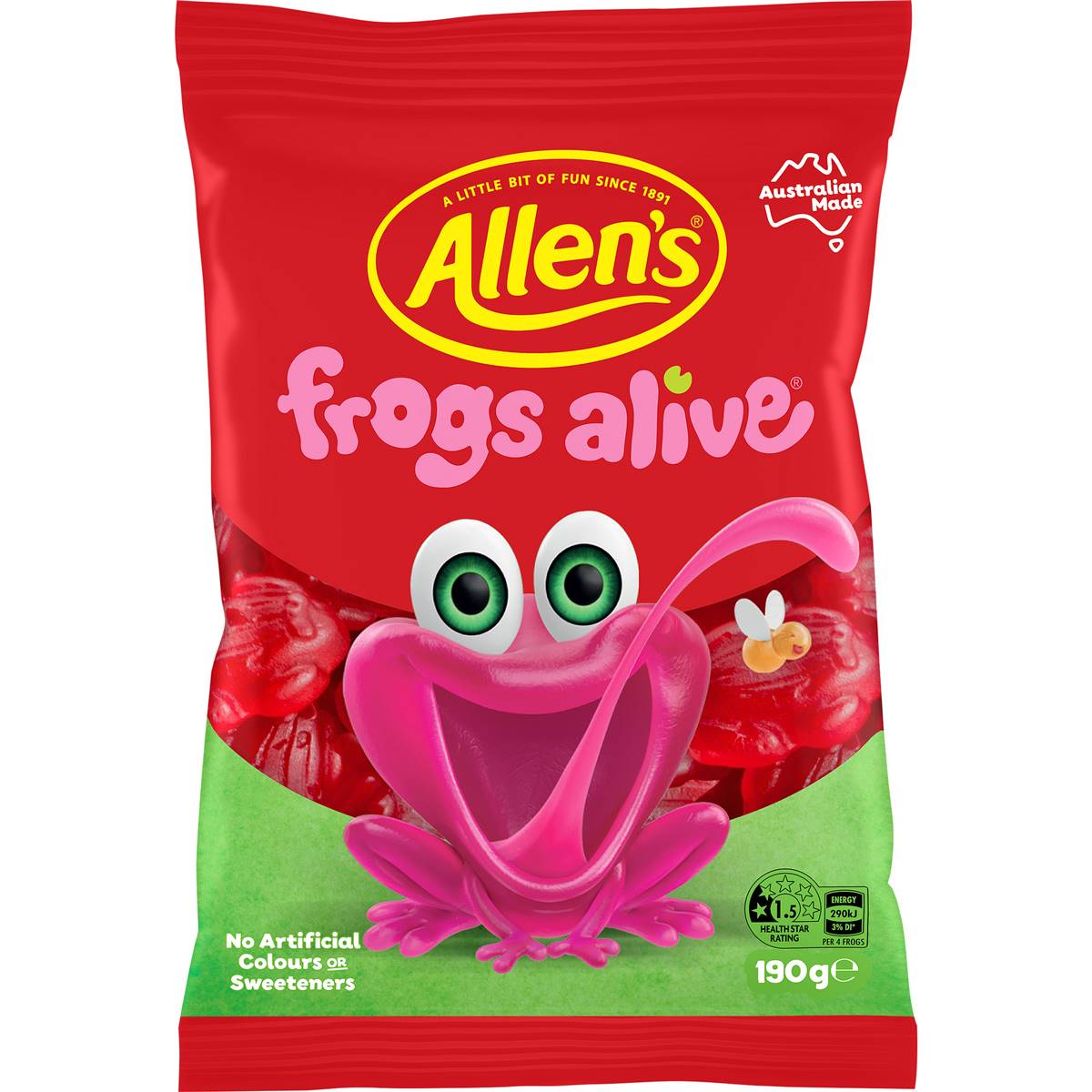 Allen's Frogs Alive Lollies Bag 190G