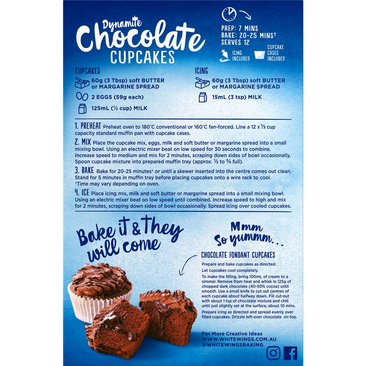 White Wings Cupcake Mix Chocolate 410g | Woolworths